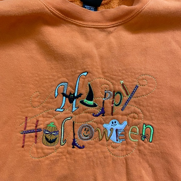 Holiday Editions Halloween Patchwork Crewneck Sweatshirt Unisex Spooky - Picture 4 of 5
